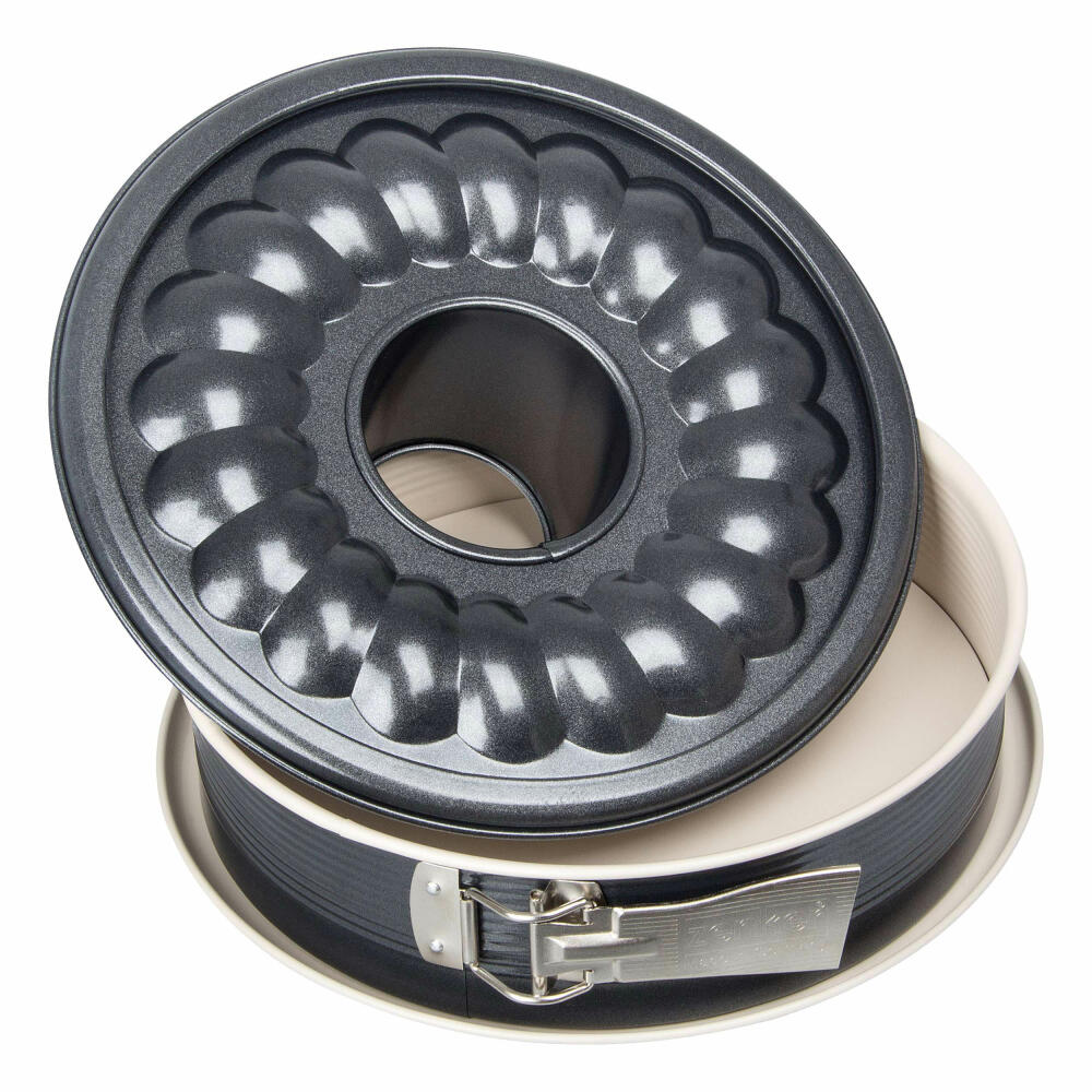 Zenker Creme Noir Springform mit 2 Böden, Backform, Kuchen Form, ILAG Ultimate, 26 cm, 7811