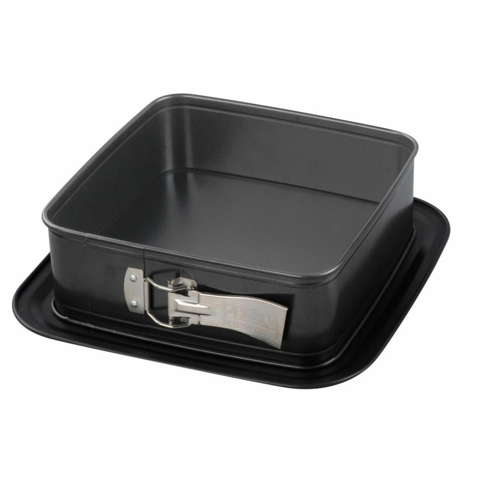 Zenker Springform Bake, Click und Go quadratisch, Backform, Kuchenform, Stahlblech, Schwarz, 24 x 24 cm, 7909