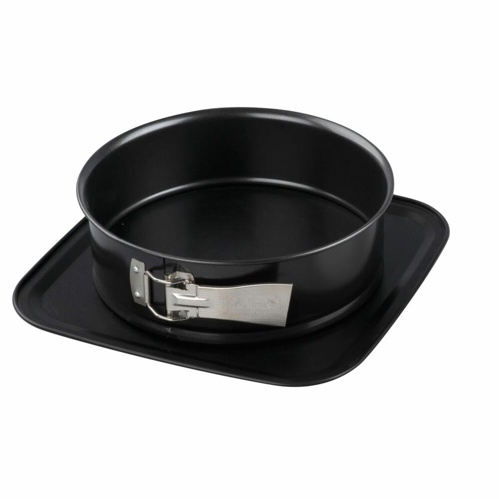 Zenker Springform Bake, Click und Go rund mit Auslaufschutz, Backform, Kuchenform, Stahlblech, Schwarz, 24 cm, 7911