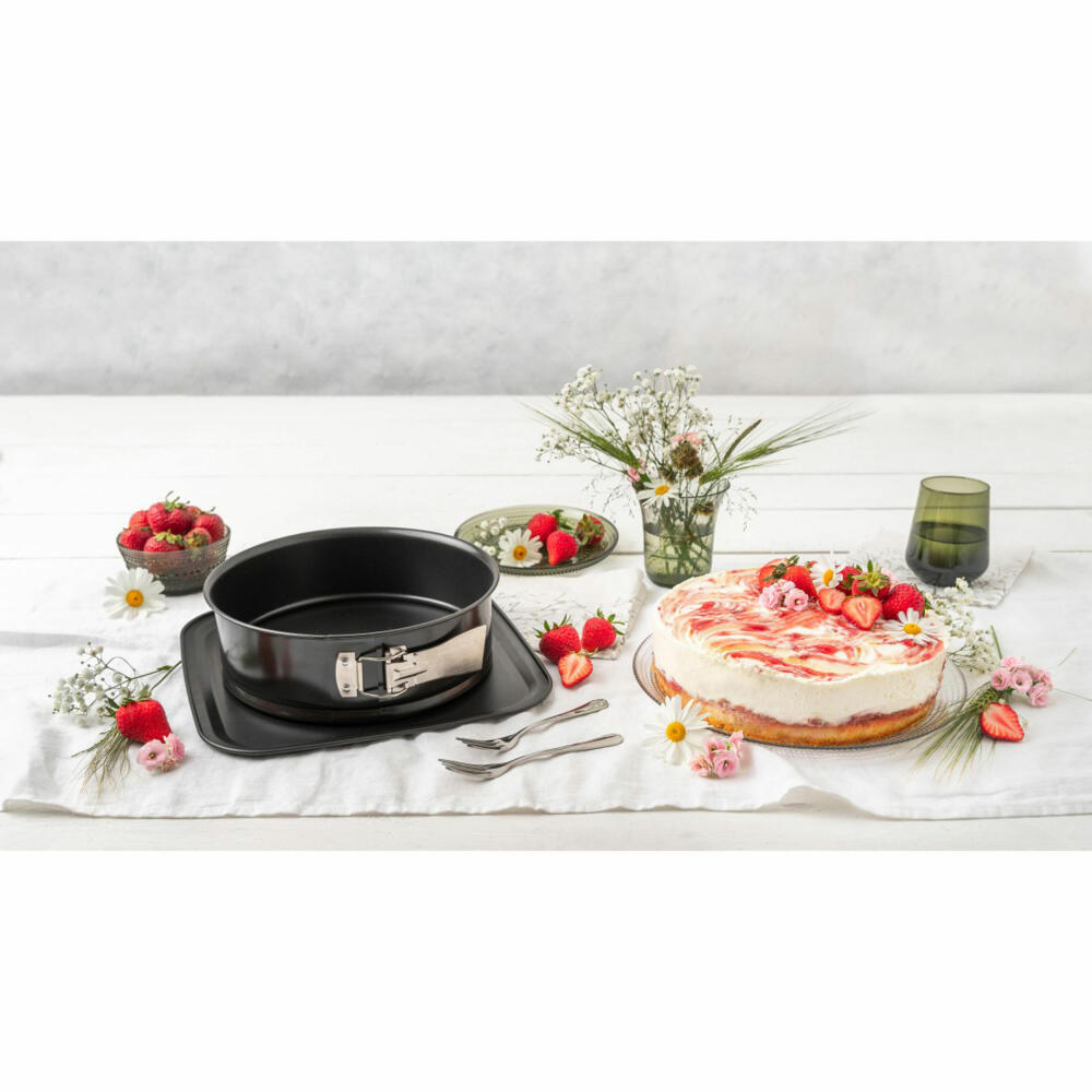 Zenker Springform Bake, Click und Go rund mit Auslaufschutz, Backform, Kuchenform, Stahlblech, Schwarz, 24 cm, 7911