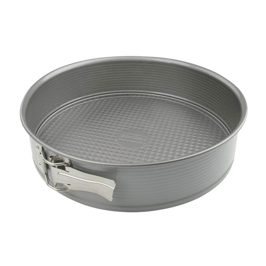Zenker Candy springform pan with flat base, spring form, baking pan, cake pan, sheet steel with non-stick coating Basic, silver, Ø 26.5 cm, 9150