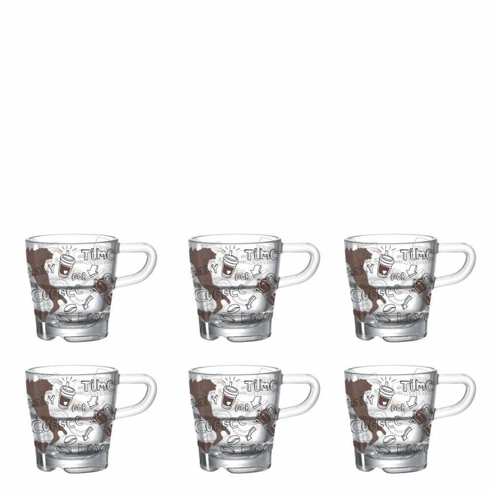 Leonardo Senso Italiano Espressobecher 6er Set, Kaffeetasse, Kaffee Tasse, Glas, 40 ml, 14655