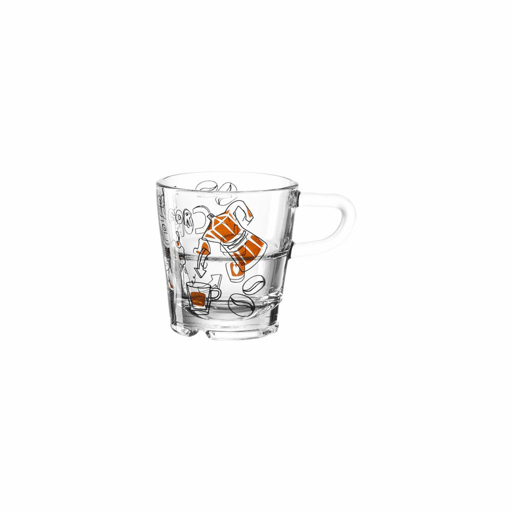 Leonardo Senso Italiano Espressobecher 6er Set, Kaffeetasse, Kaffee Tasse, Glas, 40 ml, 14655