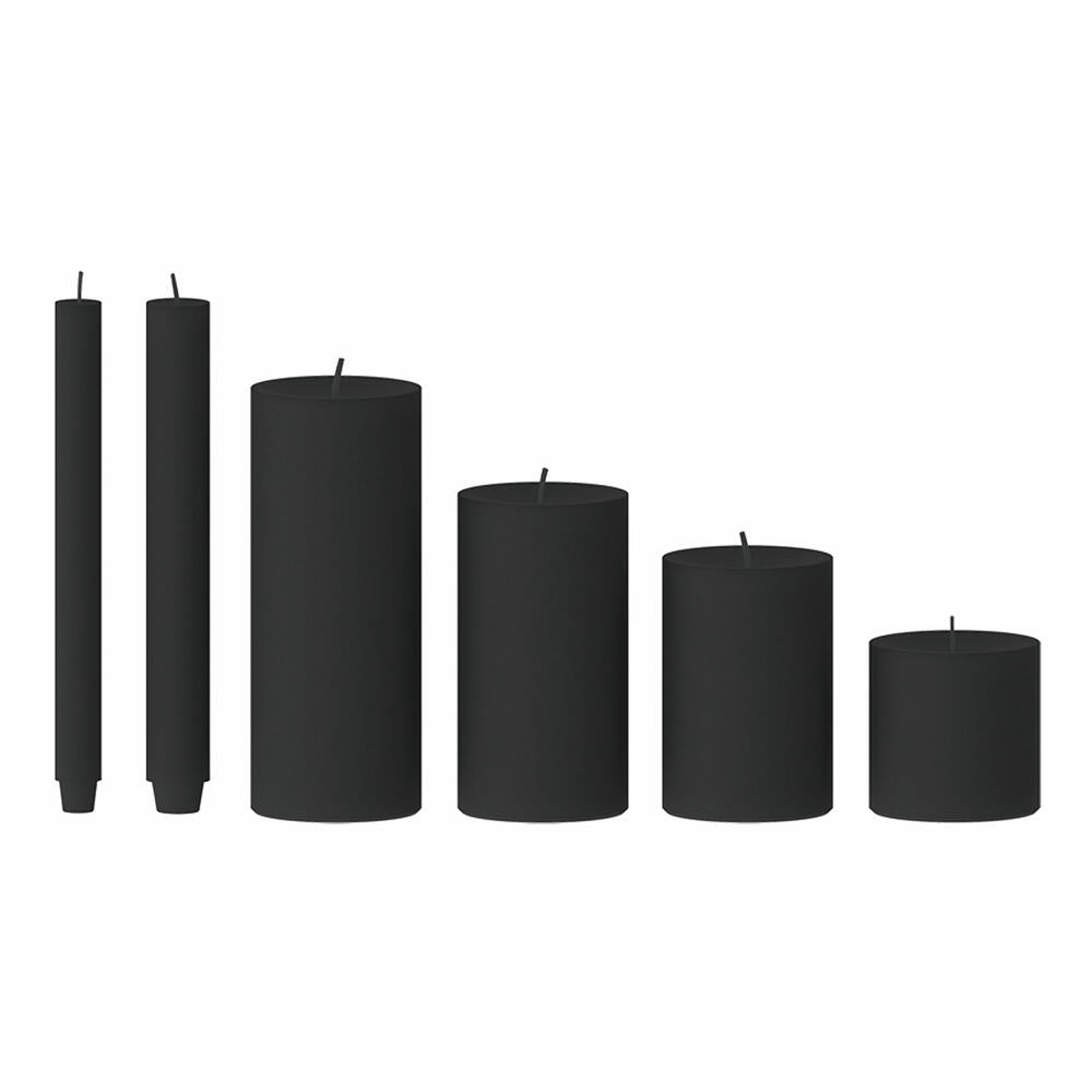 Engels Kerzen Original Stumpen Gegossen, Stumpkerze, Stump Kerze, Paraffin, Schwarz, Ø 8 cm, H 12 cm, 62008012088