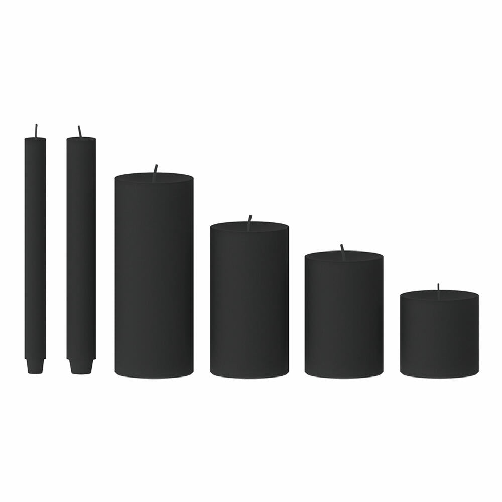 Engels Kerzen Original Stumpen Gegossen, Stumpkerze, Stump Kerze, Paraffin, Schwarz, Ø 8 cm, H 15 cm, 62008015088