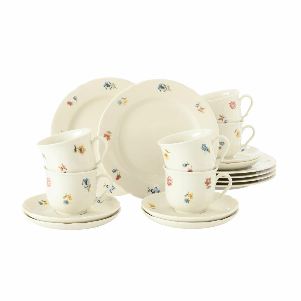 Seltmann Weiden Marie-Luise coffee service, 18-piece, coffee service, tableware set, porcelain, scattered flower, 001.727512