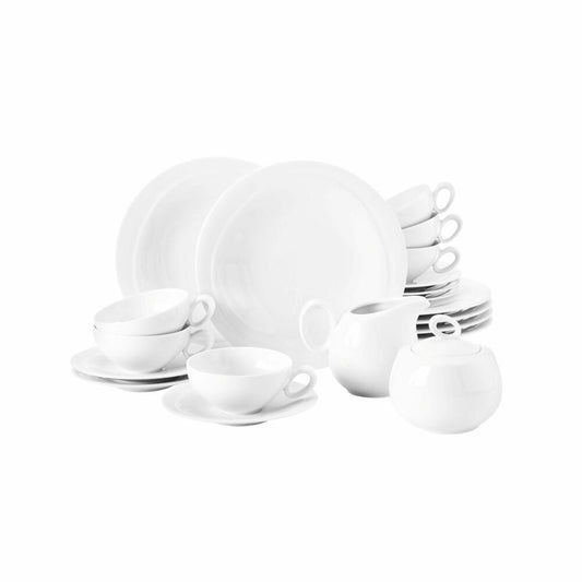 Seltmann Weiden Trio Teeservice, 20-tlg., Tee Service, Teeset, Porzellangeschirr, Hartporzellan, Weiß, 400 ml, 1736895