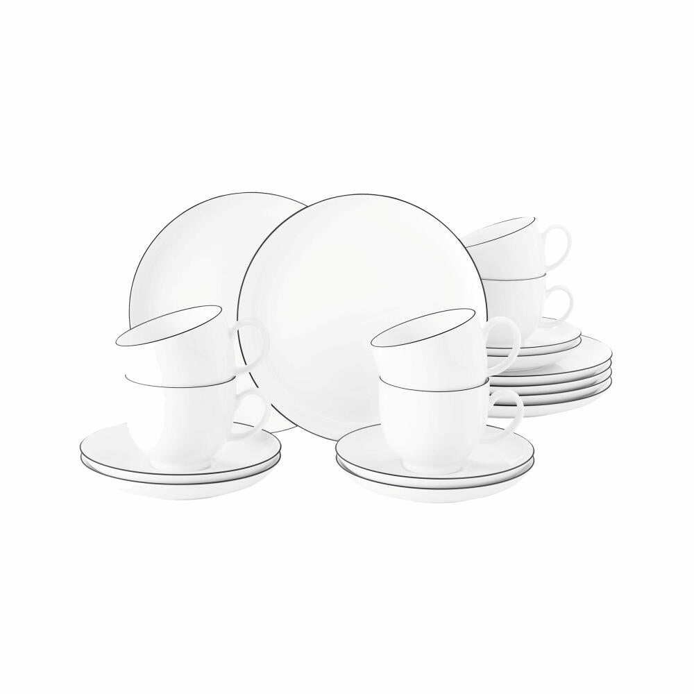 Seltmann Weiden Lido Black Line Kaffeeservice, 18-tlg., Kaffee Service, Geschirr, Porzellangeschirr, Hartporzellan, Schwarz, 1737147