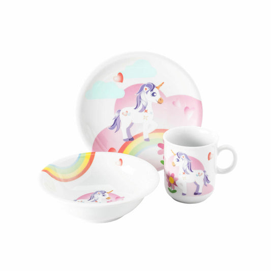 Seltmann Weiden Kinder-Set 3-tlg. Mein kleines Einhorn, Geschirr, Teller, Schüssel, Becher, Porzellan, Bunt, 001.741861