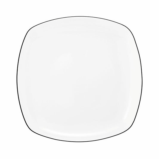 Seltmann Weiden Lido Frühstücksteller Eckig, Teller, Kuchenteller, Porzellan, Black Line, 20 cm, 001.750526