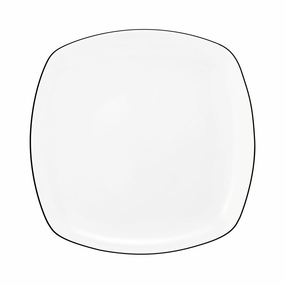Seltmann Weiden Lido Frühstücksteller Eckig, Teller, Kuchenteller, Porzellan, Black Line, 20 cm, 001.750526