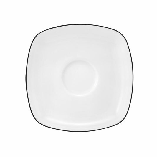 Seltmann Weiden Lido Teeuntertasse Eckig, Untertasse, Unterteller, Porzellan, Black Line, 13.5 cm, 001.750729