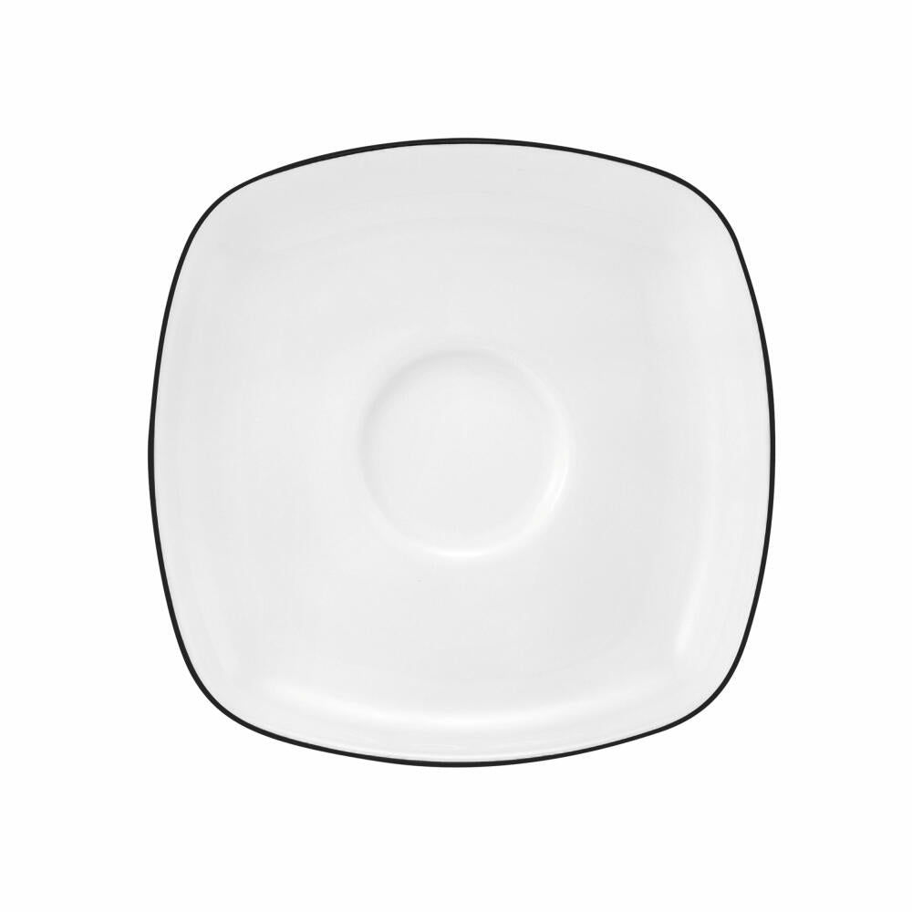 Seltmann Weiden Lido Tea Saucer Square, Saucer, Underplate, Porcelain, Black Line, 13.5 cm, 001.750729