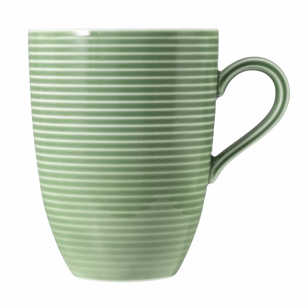 Seltmann Weiden Beat Salbeigrün Becher mit Henkel, mit Relief, Henkelbecher, Kaffeebecher, Tasse, Porzellan, Grün, 350 ml, 001.753845