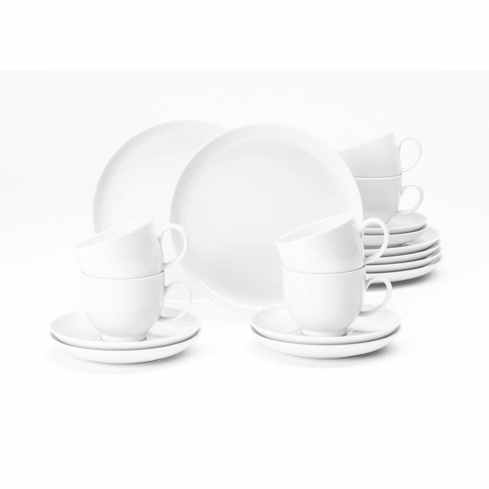 Seltmann Weiden Lido Kaffeeservice, 18-tlg., Rund, Kaffee Service, Geschirrset, Geschirr, Porzellan, Weiß, 001.764544