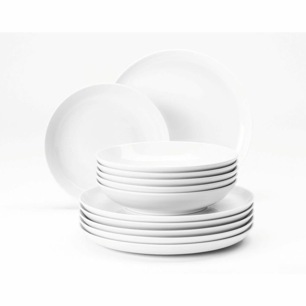 Seltmann Weiden Lido dinner service, 12-piece, round, dinner service, tableware set, tableware, dining service, porcelain, white, 001.764548
