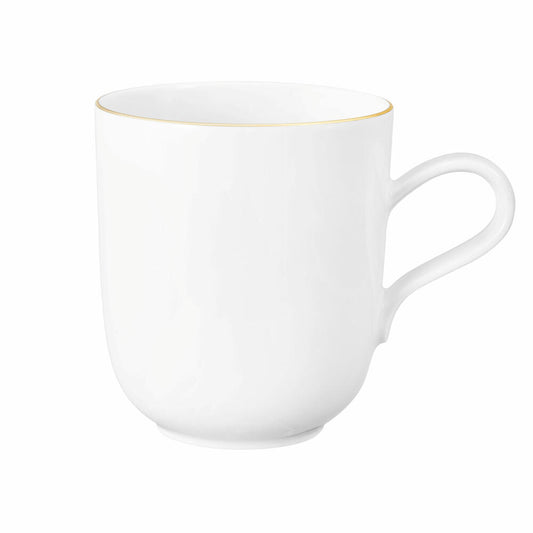 Seltmann Weiden Liberty Becher, Kaffeebecher, Teetasse, Tasse, Porzellan, Weiß mit Goldrand, 400 ml, 001.765033