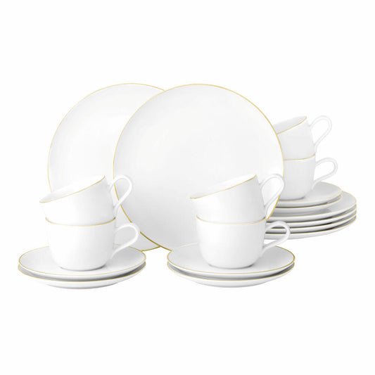 Seltmann Weiden Liberty Kaffeeservice, 18-tlg., Kaffee Service, Geschirrset, Geschirr, Porzellan, Goldrand, 001.765038