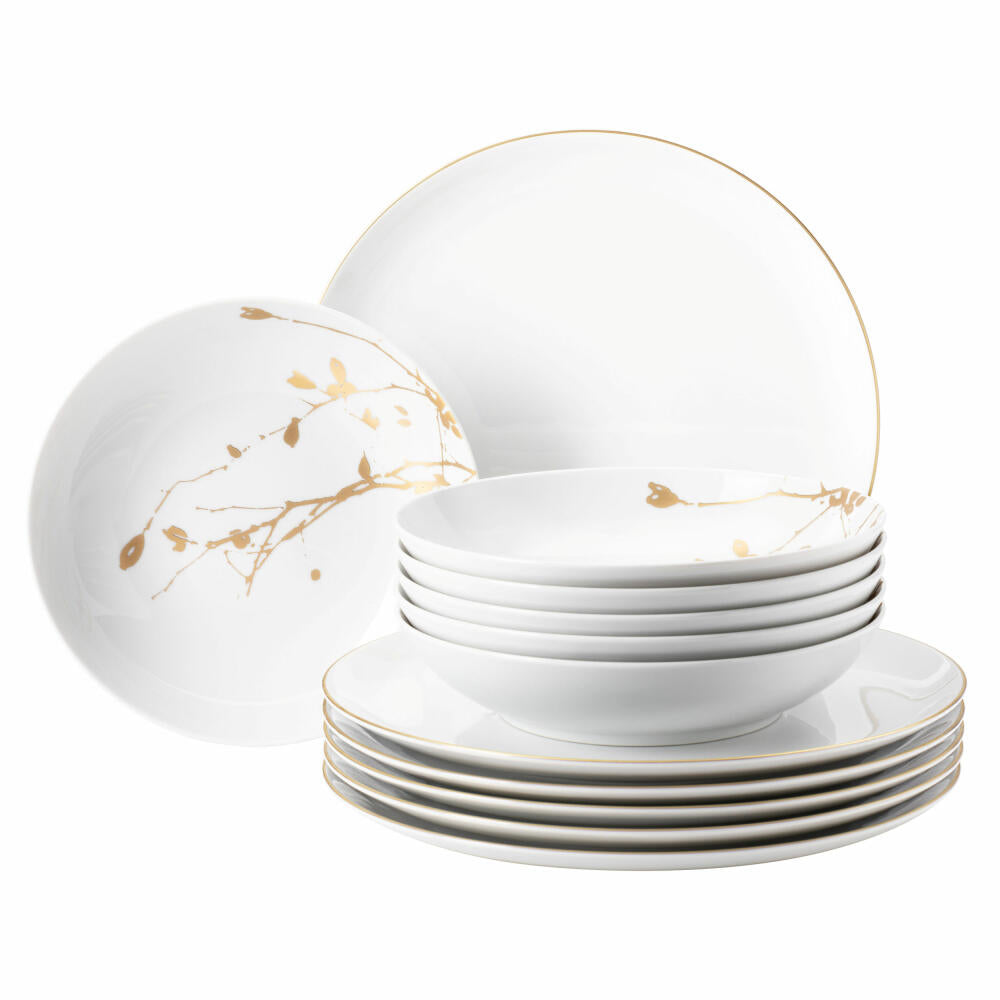 Seltmann Weiden Tafelservice 12-tlg. Liberty Golden Rose Hip, Geschirr-Set, Porzellan, Goldfarben, 001.766208