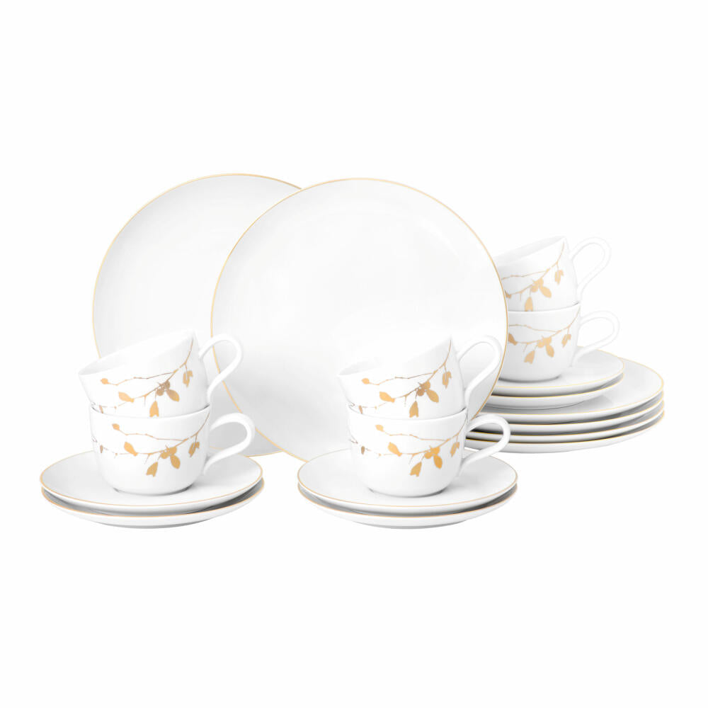 Seltmann Weiden Kaffeeservice 18-tlg. Liberty Golden Rose Hip, Geschirr-Set, Porzellan, Goldfarben, 001.766209