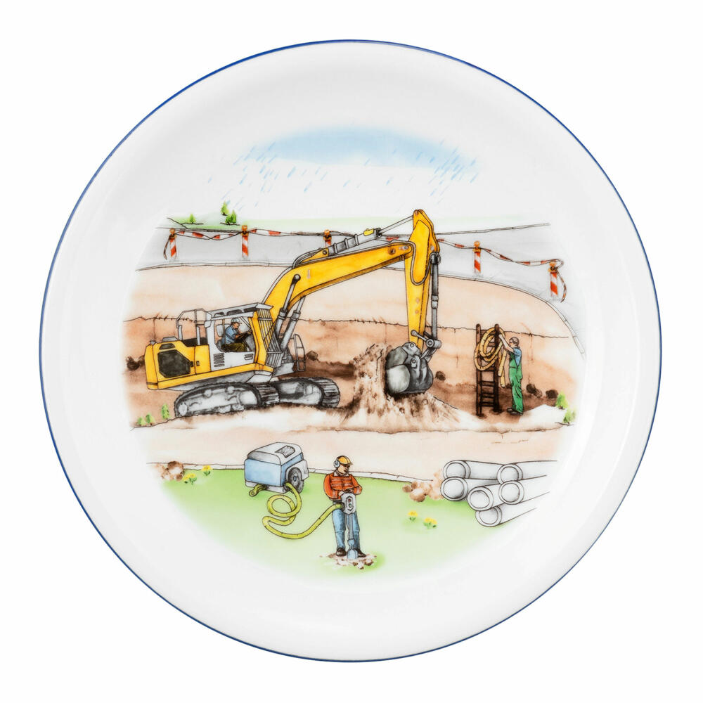Seltmann Weiden Compact breakfast plate, plate, children, porcelain, On the construction site, Ø 19.3 cm, 001.767474