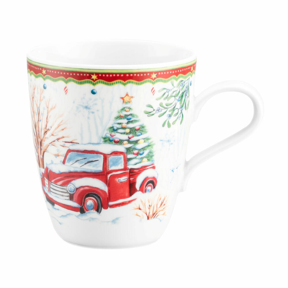 Seltmann Weiden mug with handle, coffee mug, tea cup, cup, porcelain, Christmas car, 400 ml, 001.767889