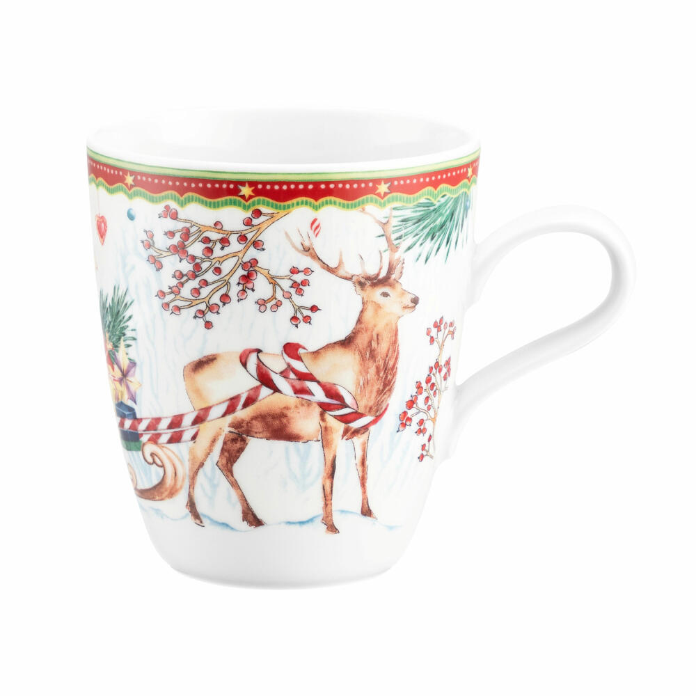 Seltmann Weiden mug with handle, coffee mug, tea cup, cup, porcelain, deer with sleigh, 400 ml, 001.767890