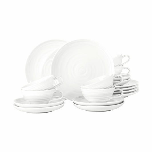 Seltmann Weiden Teeservice 18-tlg. klein Terra Weiß, Geschirr-Set, Porzellan, 001.773421