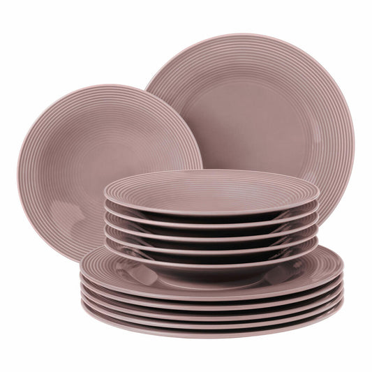 Seltmann Weiden Tafelservice 12-tlg. Beat Altrosa, Geschirr-Set, Porzellan, Rosa, 001.773712