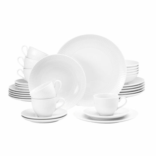 Seltmann Weiden Kombiservice 30-tlg. Amina, Geschirr-Set, Porzellan, Weiß, 001.774166