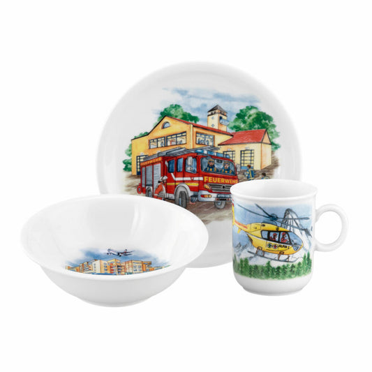Seltmann Weiden Kinder-Set 3-tlg. Compact Blaulicht, Geschirr-Set, Porzellan, Bunt, 001.774989