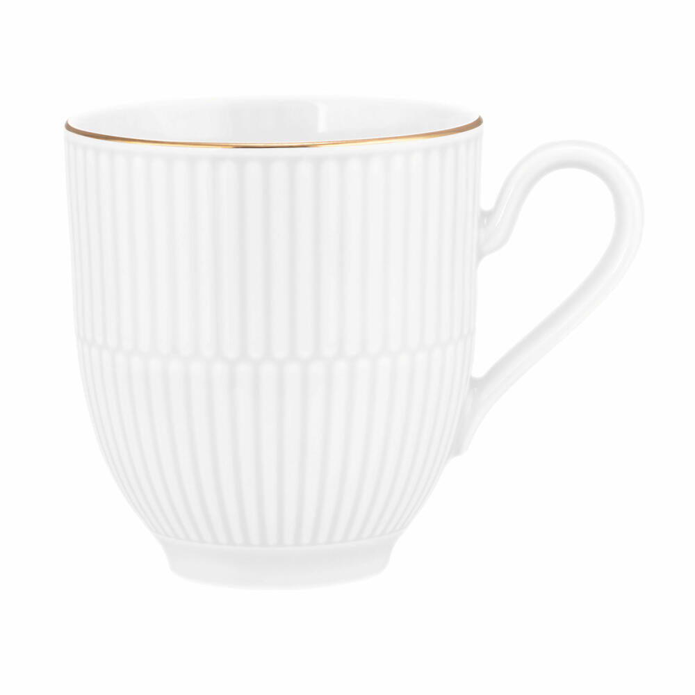 Seltmann Weiden Becher mit Henkel Amina Weiß Goldrand, Kaffeebecher, Tasse, Porzellan, 360 ml, 001.776089