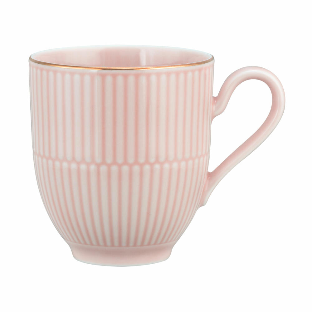 Seltmann Weiden Becher mit Henkel Amina Rosé Goldrand, Kaffeebecher, Porzellan, Rosa, 360 ml, 001.776106