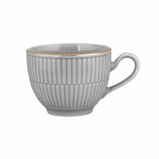 Seltmann Weiden Kaffeeobertasse Amina Silbergrau Goldrand, Kaffeetasse, Porzellan, Grau, 250 ml, 001.776120