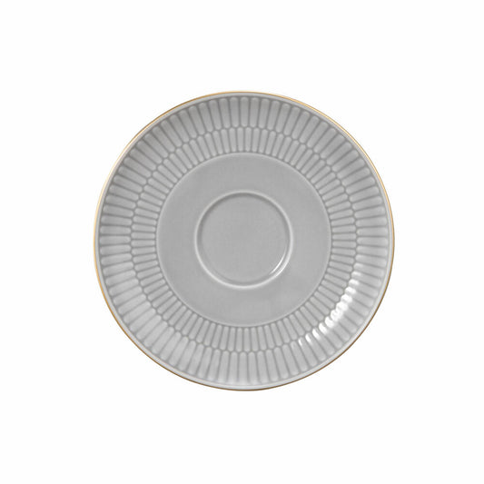 Seltmann Weiden Kombi-Untertasse Groß Amina Silbergrau Goldrand, Unterteller, Porzellan, Grau, 16 cm, 001.776121
