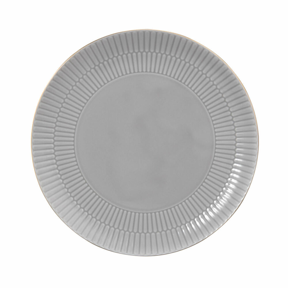 Seltmann Weiden Frühstücksteller Rund Amina Silbergrau Goldrand, Teller, Porzellan, Grau, 22.7 cm, 001.776122