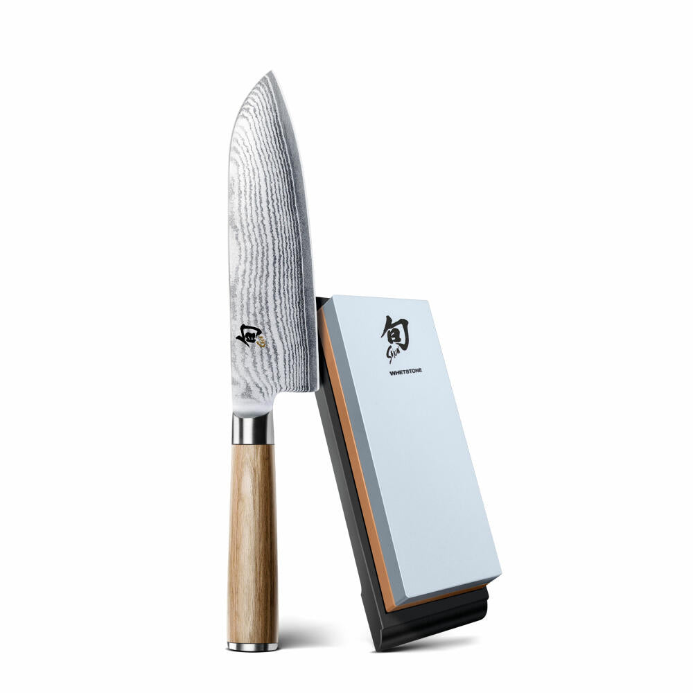 Kai Shun Classic White Set, 2-tlg., Santoku, Messer, Schleifstein, Küchenmesser, DM0702W-W24