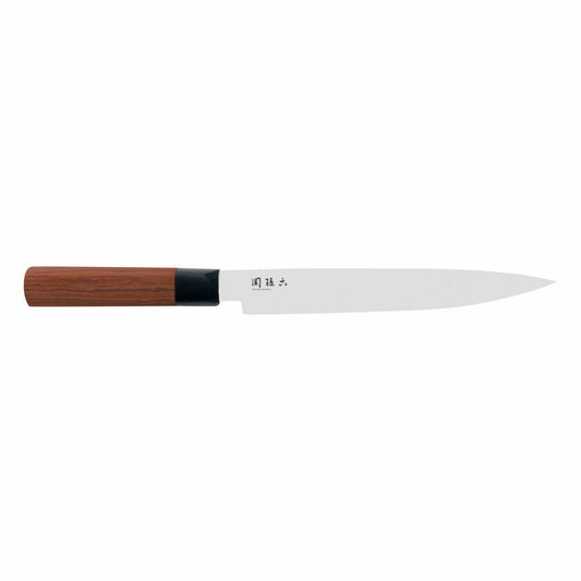 Kai Seki Magoroku Redwood 2019 Schinkenmesser, Red Wood Schinken Messer, Küchenmesser, Küchenhelfer, Küchenutensilien, Holz / Kunststoff / Stahl, Braun / Schwarz / Silberfarben, Klinge 20 cm, Griff 12 cm, MGR-200L