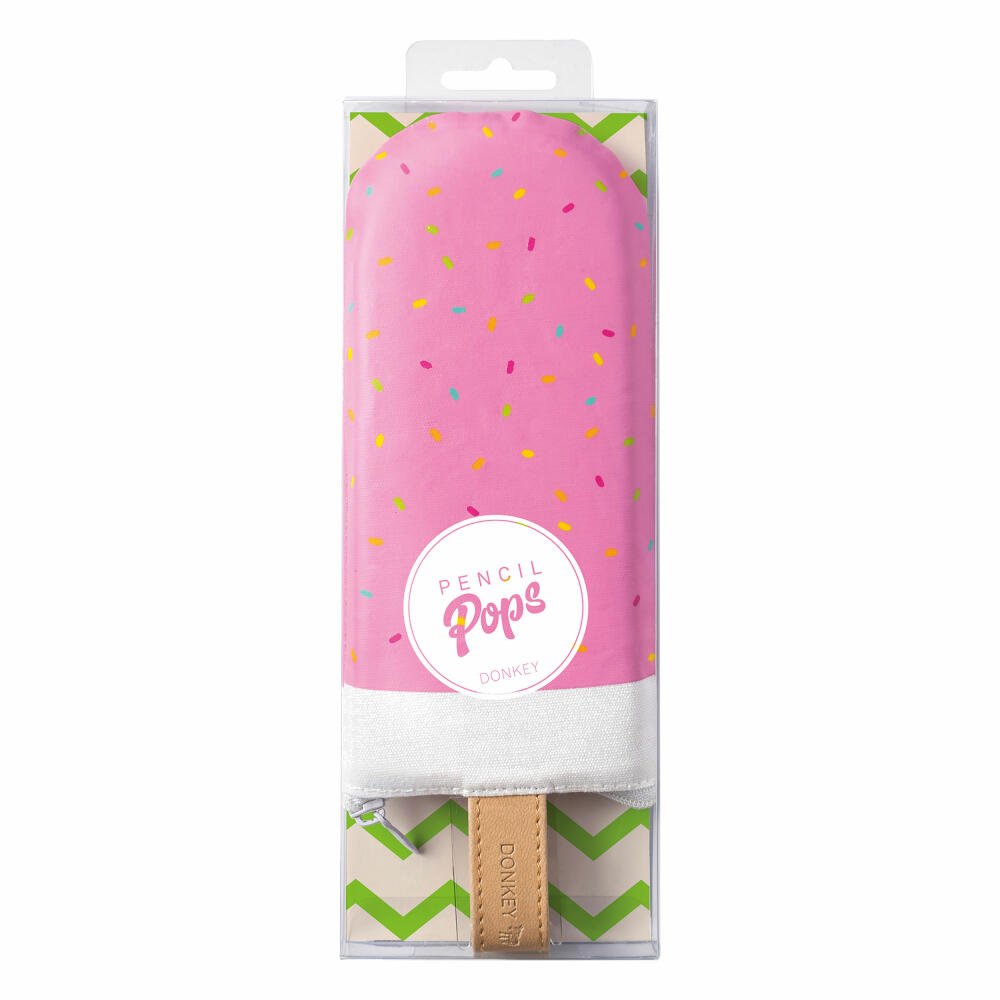 Donkey Products Pencil Pops Strawberry Sprinkle, Federmäppchen, Mäppchen, Stift Tasche, Baumwolle, Poliyester, Pink, Weiß, 21 cm, 400408