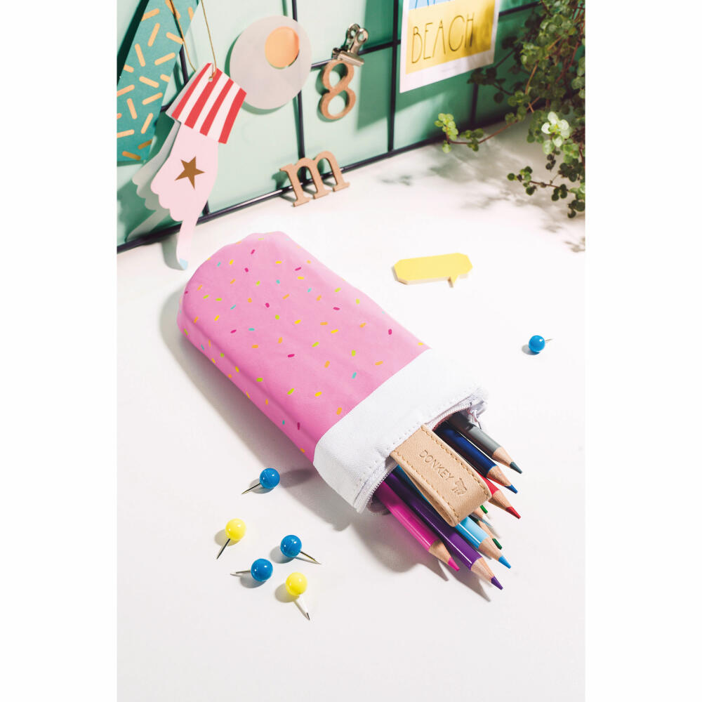 Donkey Products Pencil Pops Strawberry Sprinkle, Federmäppchen, Mäppchen, Stift Tasche, Baumwolle, Poliyester, Pink, Weiß, 21 cm, 400408