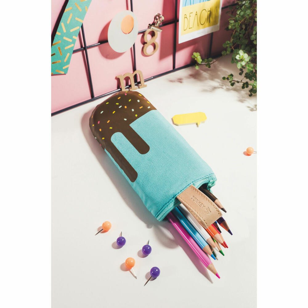 Donkey Products Pencil Pops Choco Loco, Federmäppchen, Mäppchen, Stift Tasche, Baumwolle, Poliyester, Blau, Braun, 21 cm, 400416
