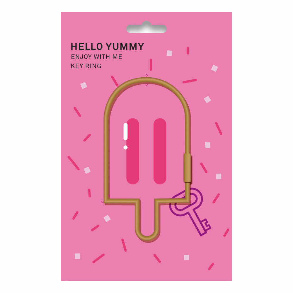 Donkey Products Hello Yummy Schlüsselanhänger, Schlüssel Anhänger, Schlüsselbund, Gold, L 9.7 cm, 400916
