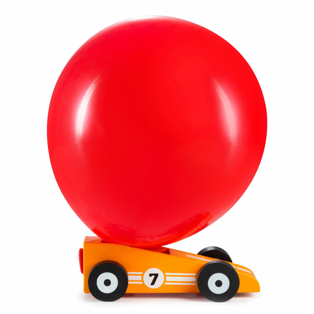 Donkey Products Luftballonauto Orangestar, Spielzeugauto mit Ballonantrieb, Kiefernholz, Orange, 900216