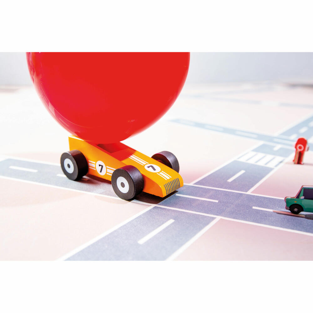 Donkey Products Luftballonauto Orangestar, Spielzeugauto mit Ballonantrieb, Kiefernholz, Orange, 900216