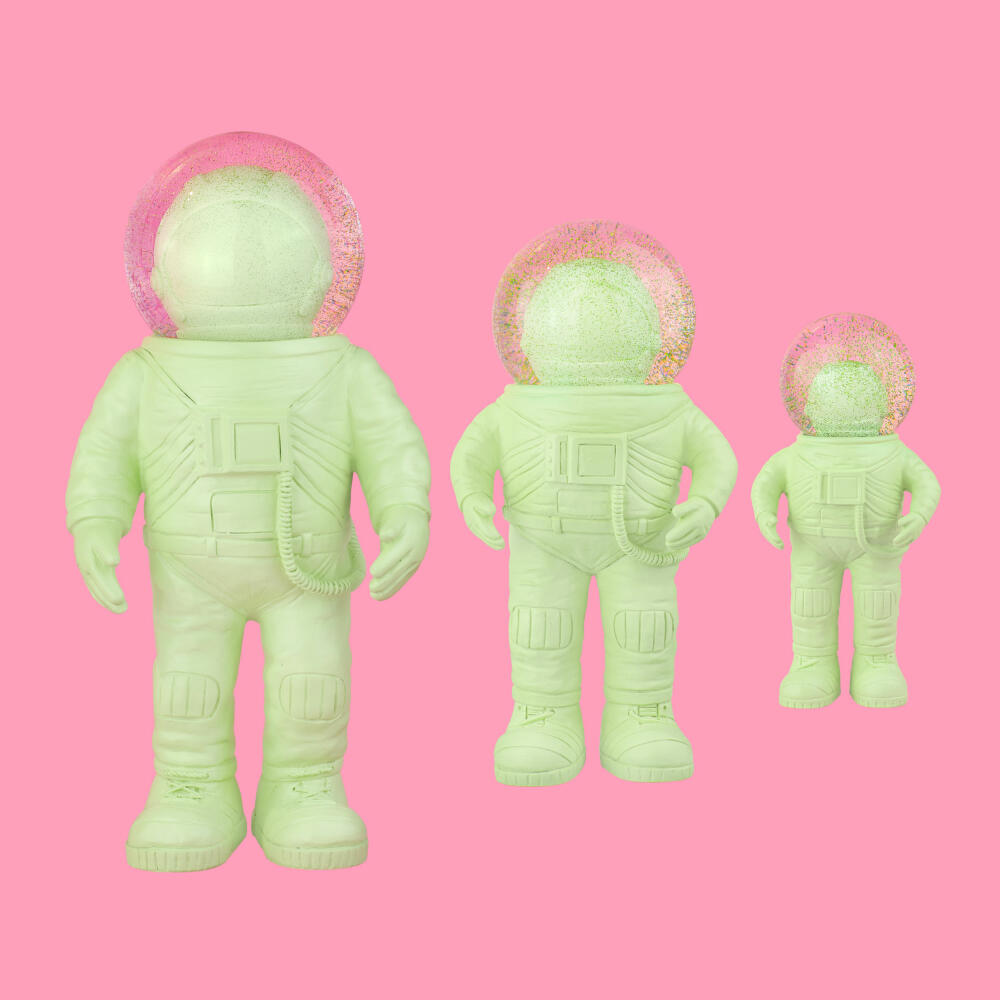 Donkey Products Summerglobe The Astronauts Small, Glitter Ball, Snow Globe, Glass / Polyresin, Green, 13 cm, 360022