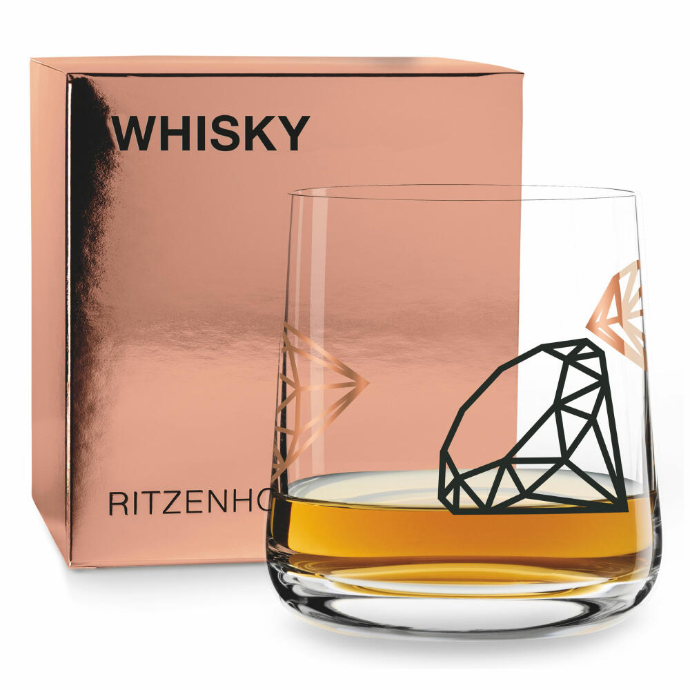 Ritzenhoff Next Whisky Tumbler, 4er Set mit Reinigungstuch, Nr. 1, P. Chiera, P. Garland, H. Mahmoudi, A. Wurm, Glas, 250 ml