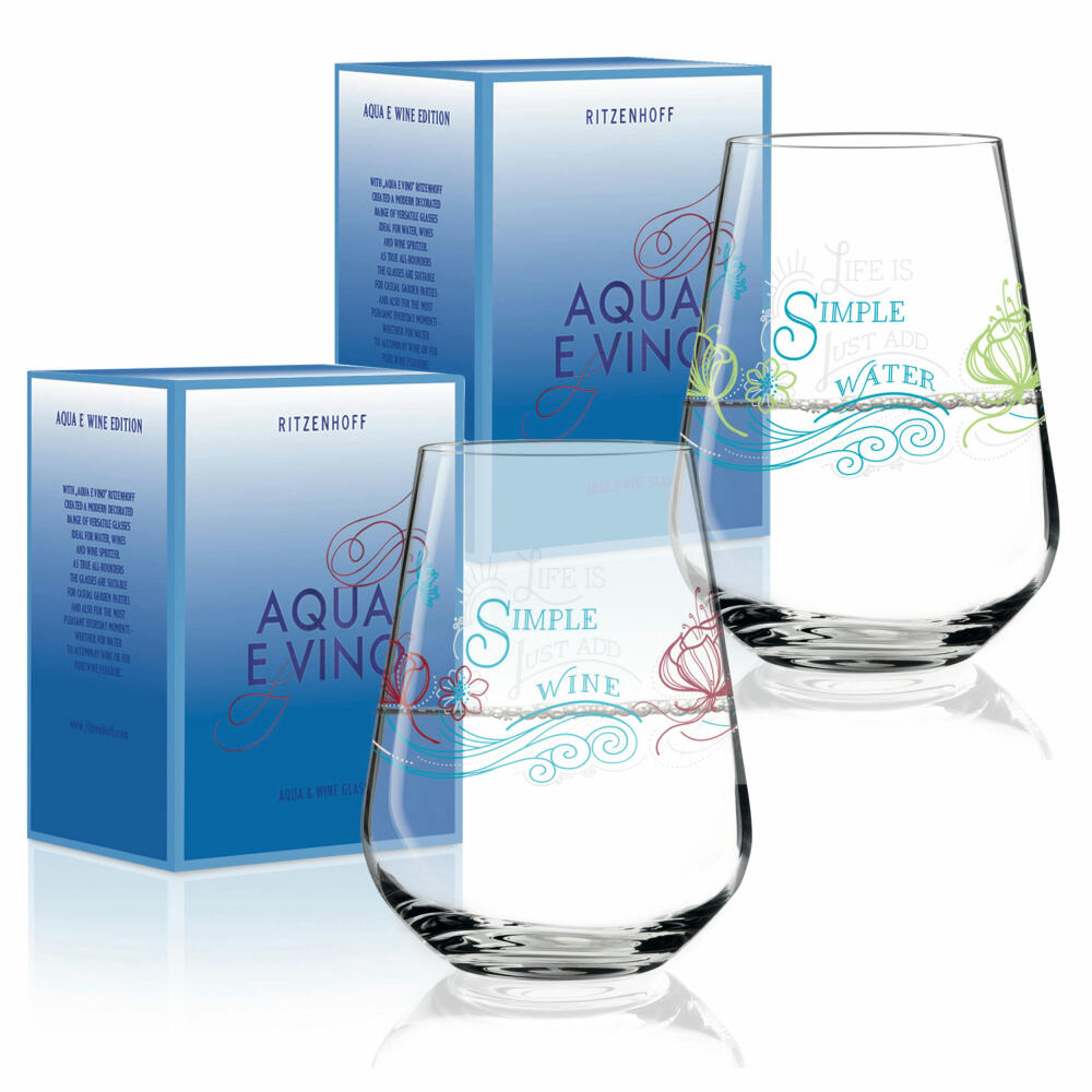 Ritzenhoff Aqua e Vino Design Wasser- und Weinglas, 2er Set, Weinkelch, Weinbecher, Weinschorle Trink Glas, Natalia Yablunovska, Herbst 2018, Kristallglas, 0.5 L