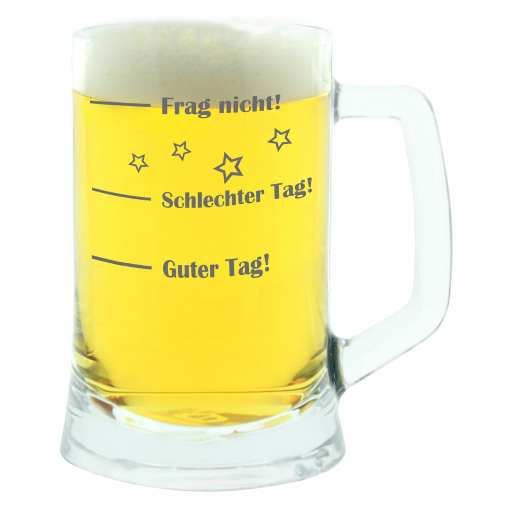 montana: Bierseidel, 4er Set, Guter Tag! Schlechter Tag! Frag Nicht!, Bierkrug, Stimmungsglas mit lustiger Gravur, Mood Bier Glas, 500 ml