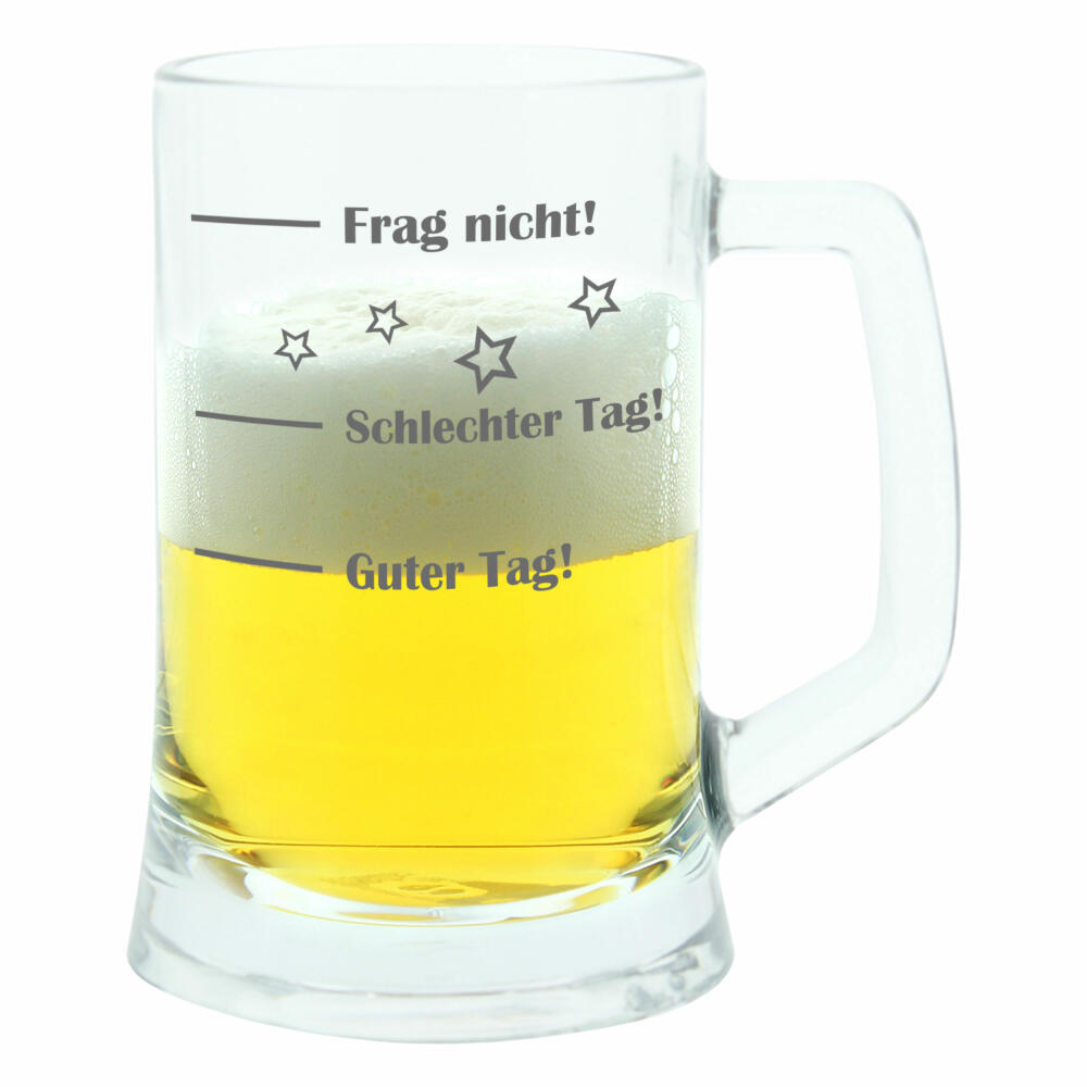 montana: Bierseidel, 4er Set, Guter Tag! Schlechter Tag! Frag Nicht!, Bierkrug, Stimmungsglas mit lustiger Gravur, Mood Bier Glas, 500 ml
