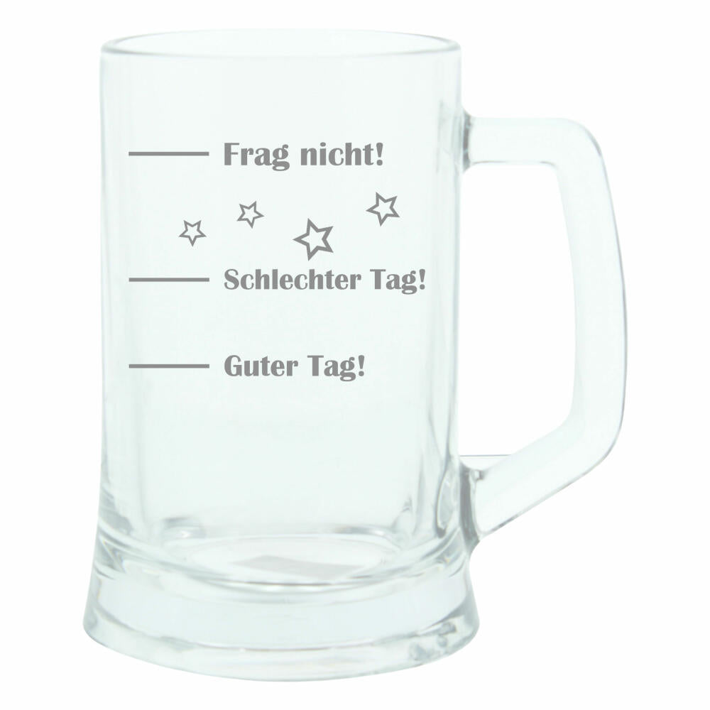 montana: Bierseidel, 4er Set, Guter Tag! Schlechter Tag! Frag Nicht!, Bierkrug, Stimmungsglas mit lustiger Gravur, Mood Bier Glas, 500 ml